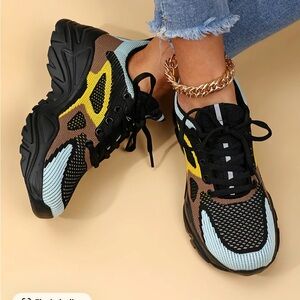 Black and Yellow Athletic Sneakers